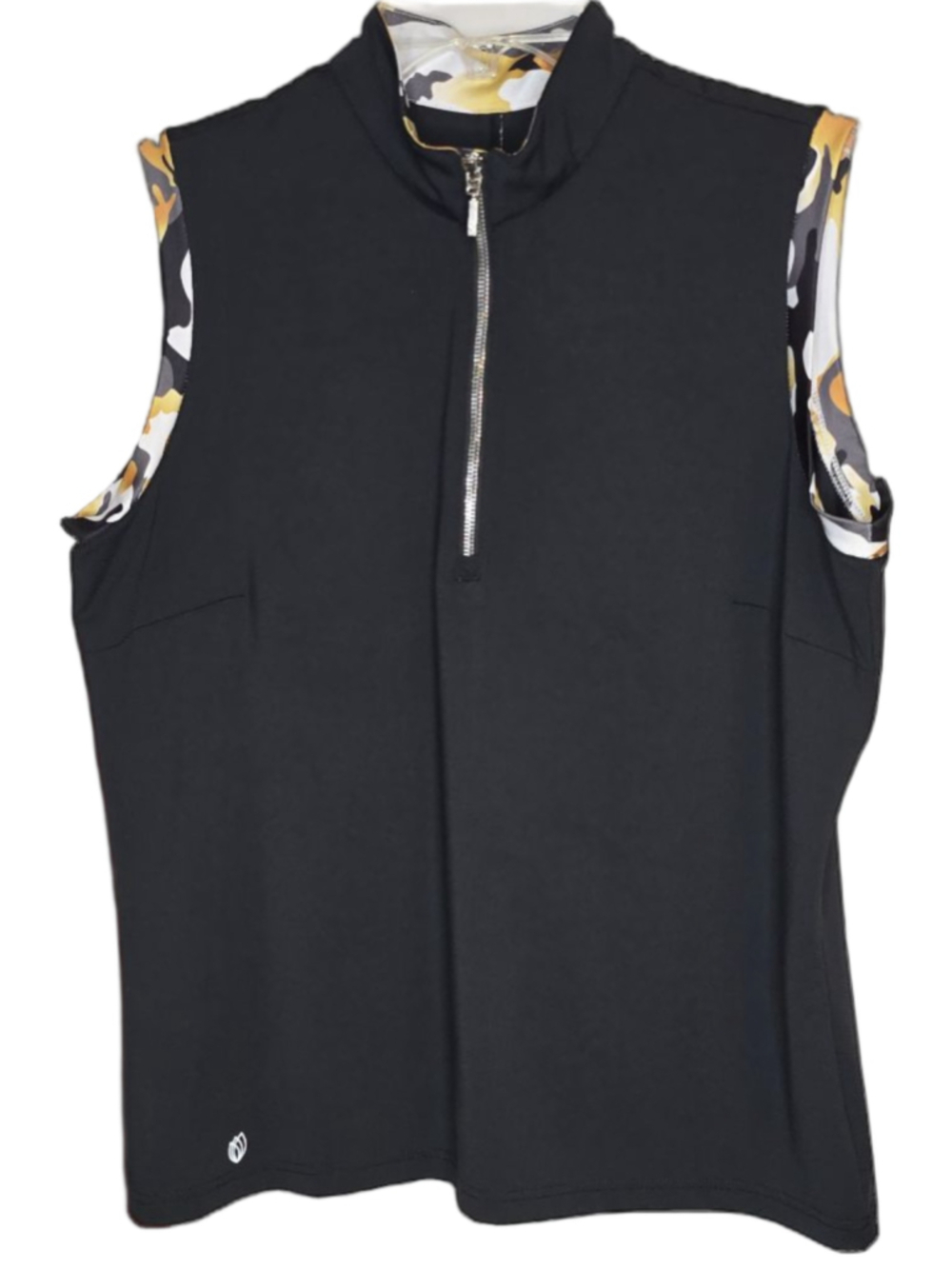GGblue Golf Top Womens L Black Sleeveless 1/4 Zip Stretch Athletic Performance